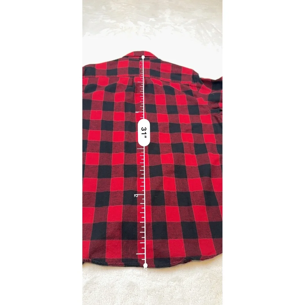 LLBean Mens Red‎ Black Buffalo Plaid Flannel Shirt Traditional Fit Cotton M REG